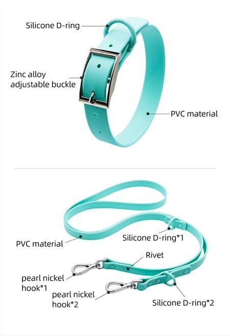 לוגו מותאם אישית PVC קולר ורצועה רתמת כלבים אירופאי סט קולר רצועת כלב ציד PVC רך קולר רצועת כלבים עמיד למים